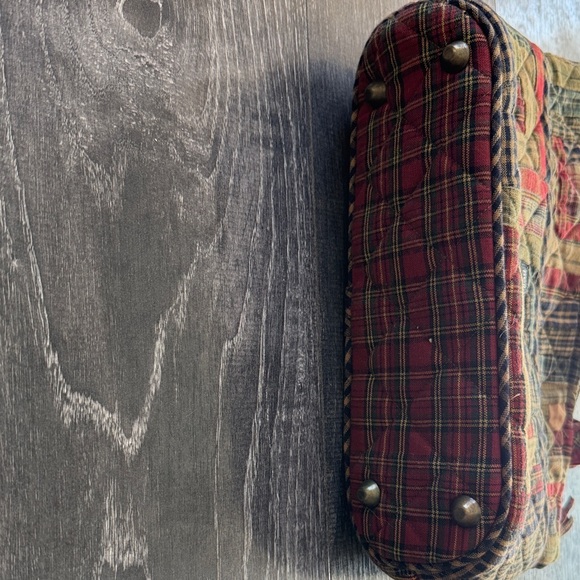 Bella Taylor Quilted Patchwork Tote Bag - Red, Green, Tan - Picture 3 of 6